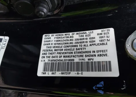 2020 Honda Cr-V Awd Ex из США, поврежденный, VIN 7FARW2H54LE018089